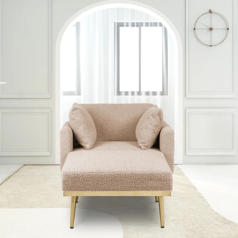 Chaise Lounge: Stylish Tufted Two Arm Flared Arms Reclining Chaise Lounge