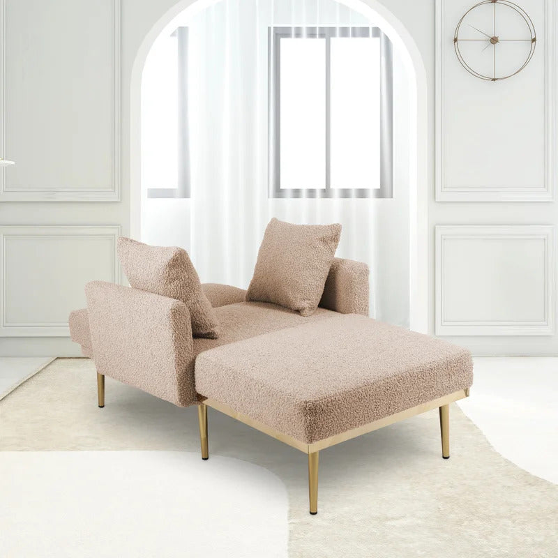 Chaise Lounge: Stylish Tufted Two Arm Flared Arms Reclining Chaise Lounge