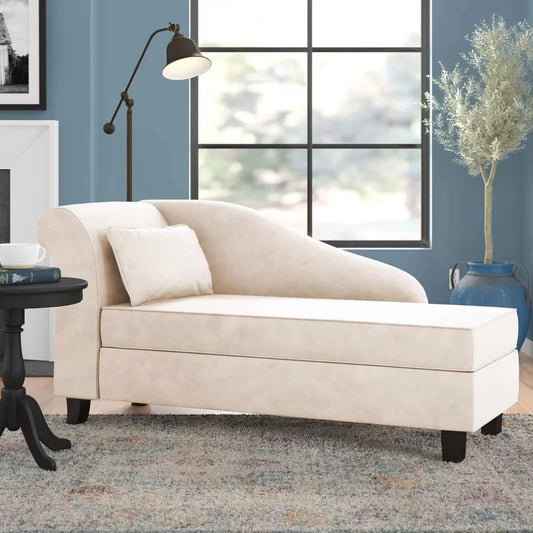 Chaise Lounge: Verona Design One Left-Arm Chaise Recessed Arms Chaise Lounge with Storage