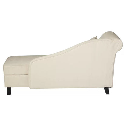 Chaise Lounge: Verona Design One Left-Arm Chaise Recessed Arms Chaise Lounge with Storage