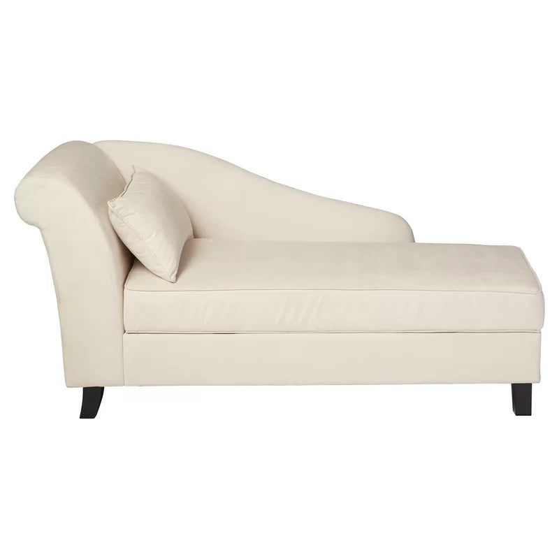 Chaise Lounge: Verona Design One Left-Arm Chaise Recessed Arms Chaise Lounge with Storage