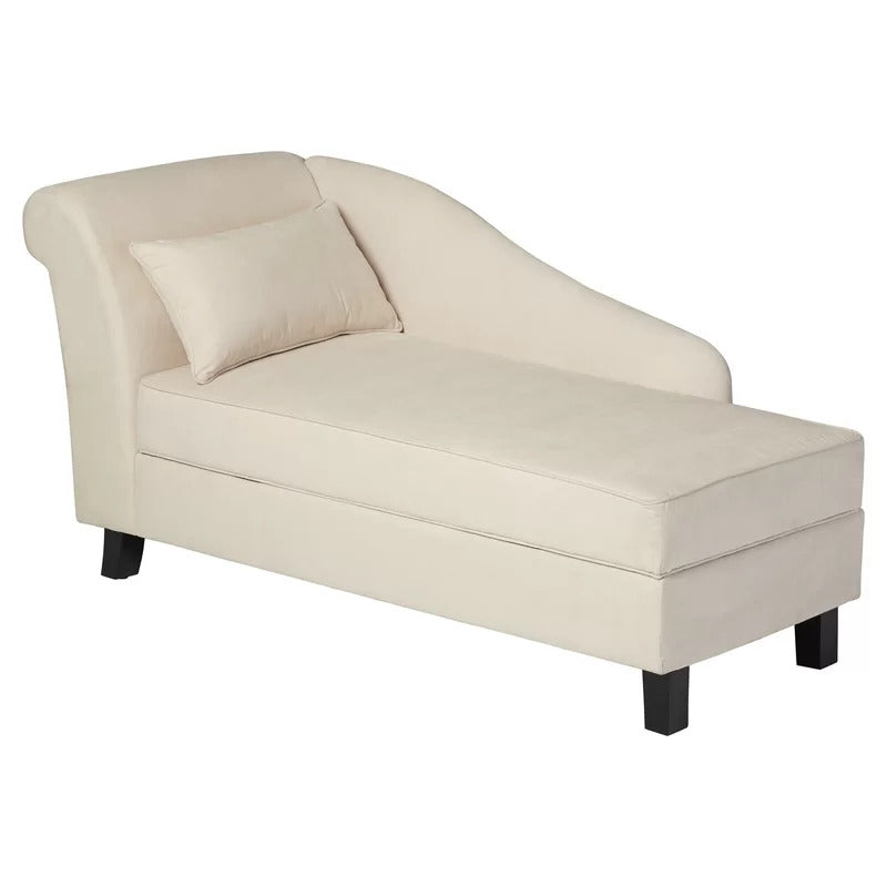 Chaise Lounge: Verona Design One Left-Arm Chaise Recessed Arms Chaise Lounge with Storage