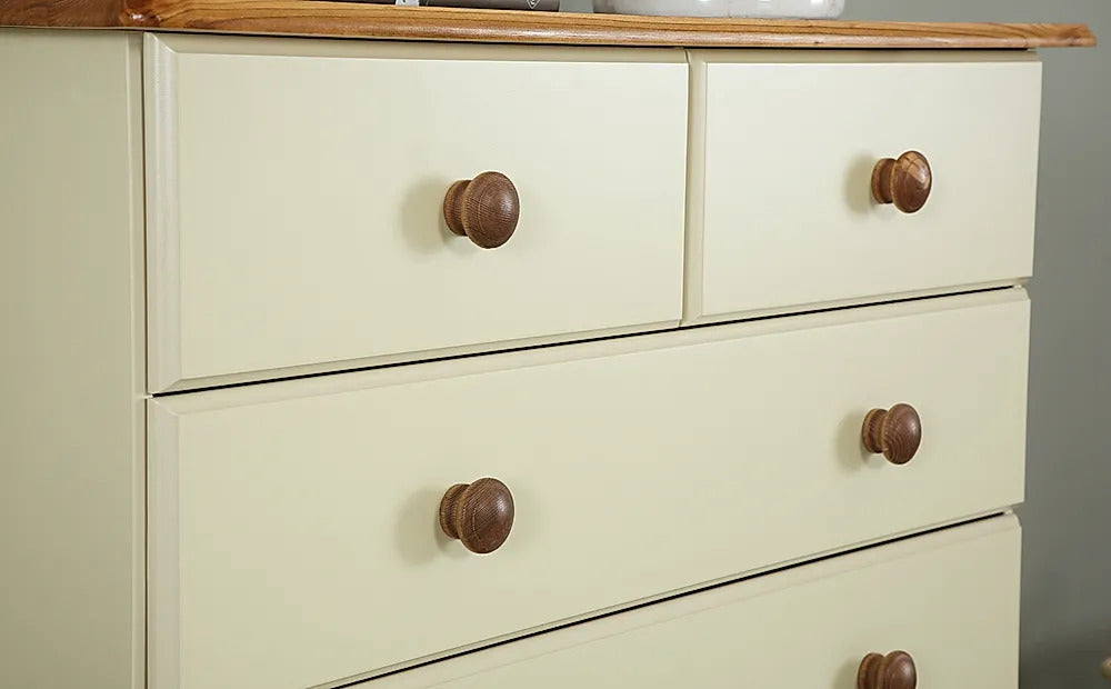 Chest Of Drawers: Cream and Pine 6 Drawer Chest of Drawers