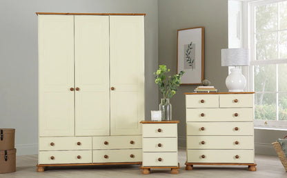 Chest Of Drawers: Cream and Pine 6 Drawer Chest of Drawers