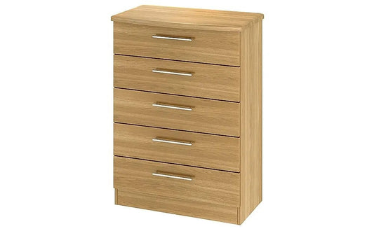 Chest Of Drawers: Oak 5 Drawer Chest Of Drawers