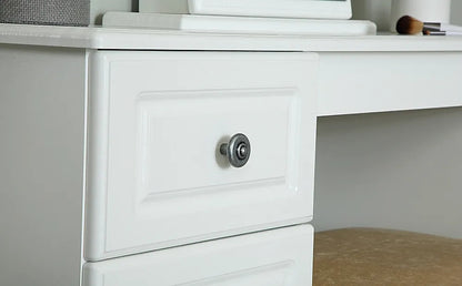 Chest Of Drawers: White Double Pedestal 6 Drawer Dressing Table