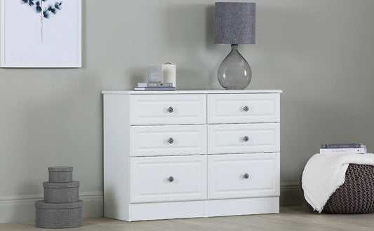 Chest Of Drawers : White Midi 6 Drawer Chest Of Drawers