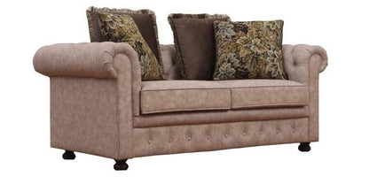 3 Seater Sofa Set:- Chesterfield Fabric Sofa Set (Beige)