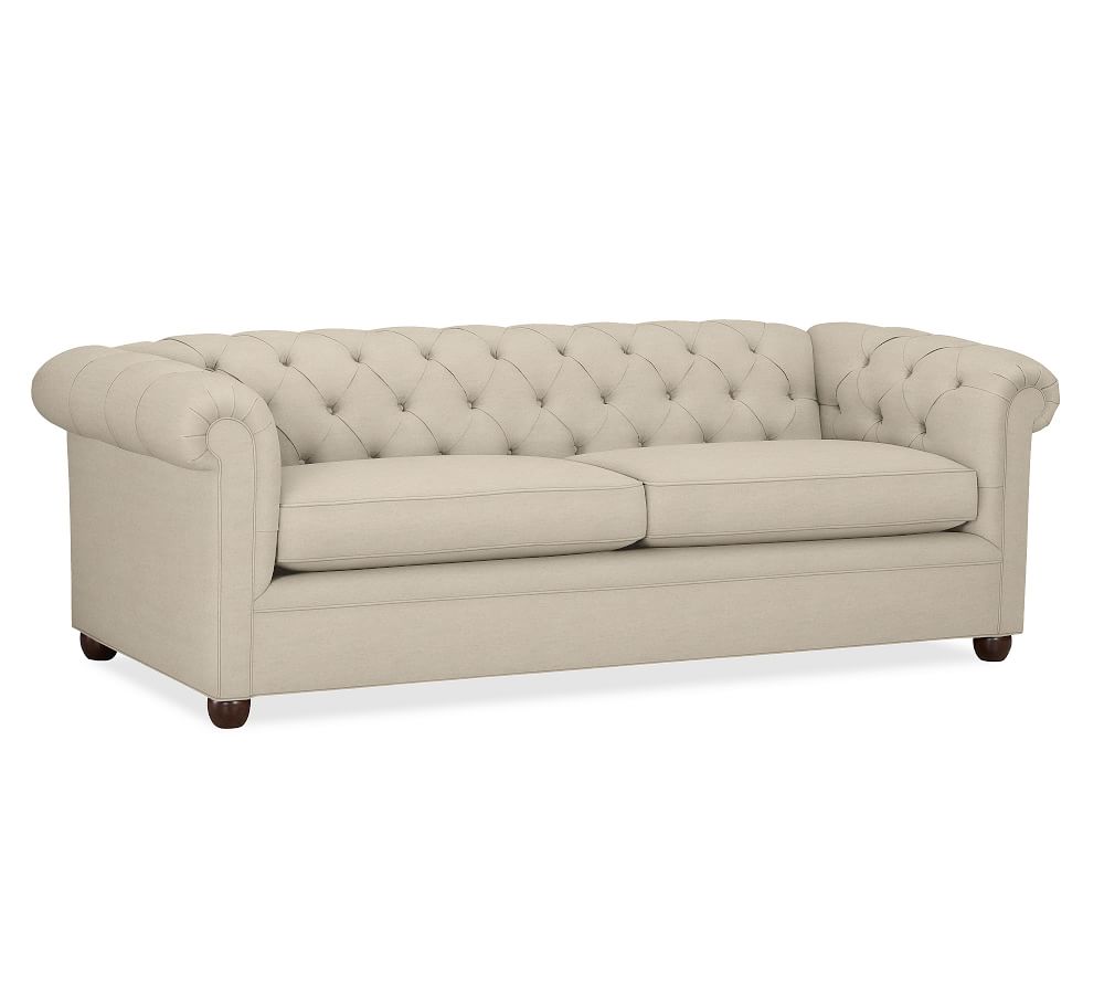 3 Seater Sofa Set:- Chesterfield Fabric Sofa Set (Cream)