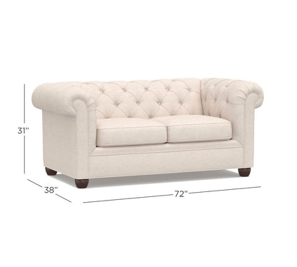 3 Seater Sofa Set:- Chesterfield Fabric Sofa Set (Cream)