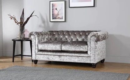 Chesterfield Sofa Set: Chestnut Leatherette 2 Seater Sofa Set