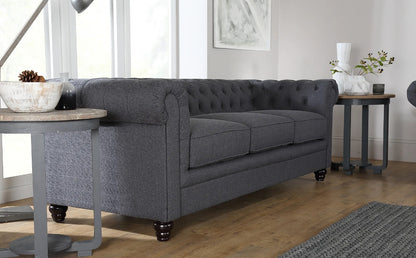 Chesterfield Sofa Set : Slate Grey Fabric 3 Seater Chesterfield Sofa