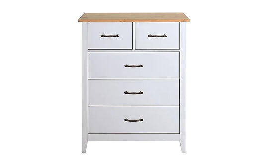  Chest of Drawers: Grey and Oak 5 Drawer Chest of Drawers