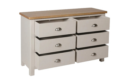 Chest of Drawers : Grey and Oak 6 Drawer Chest of Drawers