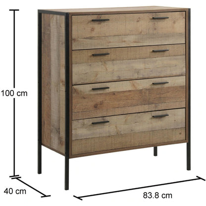 Chest of Drawers Rustic 4 Drawer
