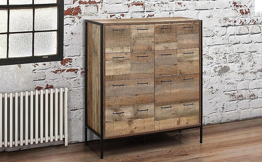 Chest of Drawers:  Rustic Wood 12 Drawer Chest of Drawers