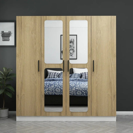4 Door Wardrobe: Classical 4 Door Manufactured Wood Wardrobe