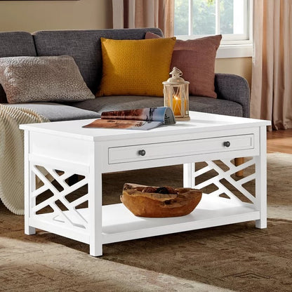 Coffee Table: 4 Legs Coffee Table with Storage