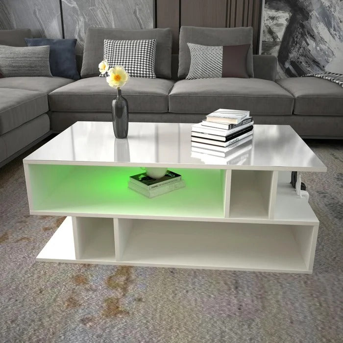 Coffee Table: Floor Shelf Coffee Table with Storage