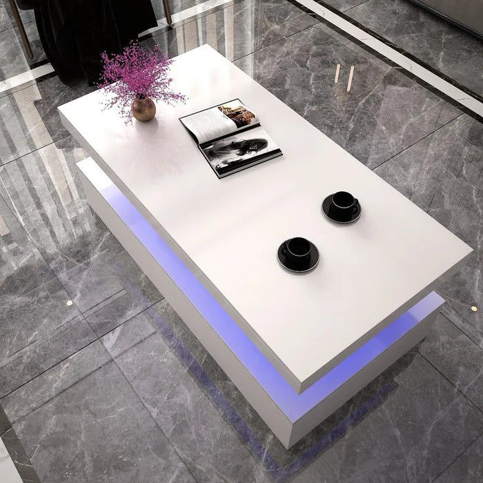Coffee Table: Pedestal Coffee Table with Storage