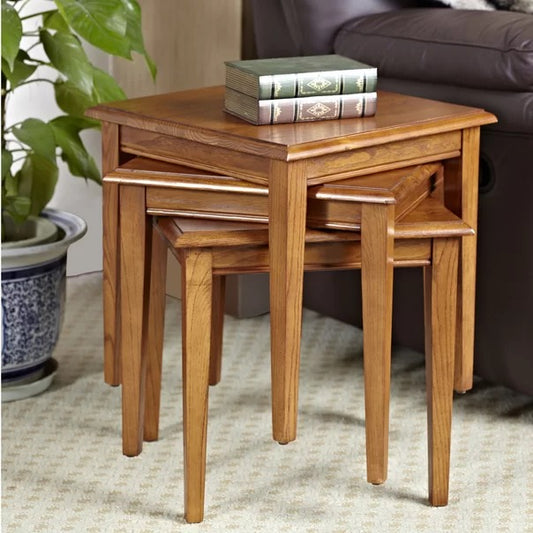 Coffee Table Set: 18'' Tall Solid Wood Nesting Tables (Set of 3)