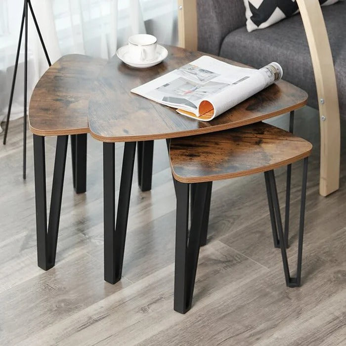 Coffee Table Set: 3 Legs 3 Wooden Tables