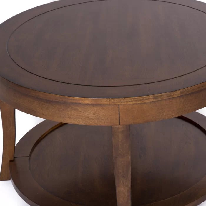 Coffee Table Set: Mahogany Finish 3 Piece Coffee Table Set