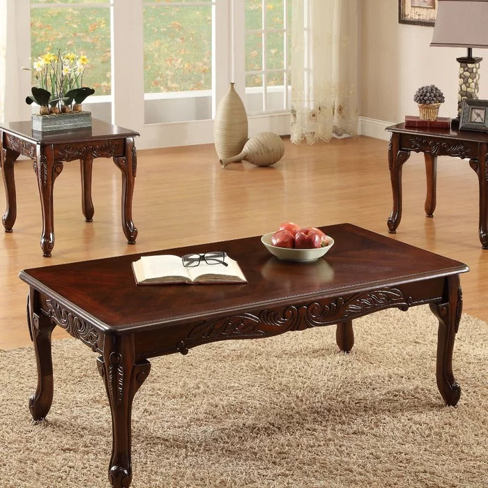 Coffee Table set: Traditional 3 Piece Wooden Coffee Table Set