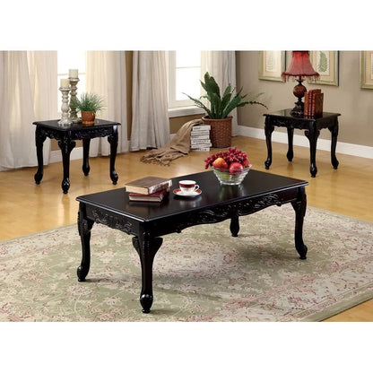 Coffee Table set: Traditional 3 Piece Wooden Coffee Table Set