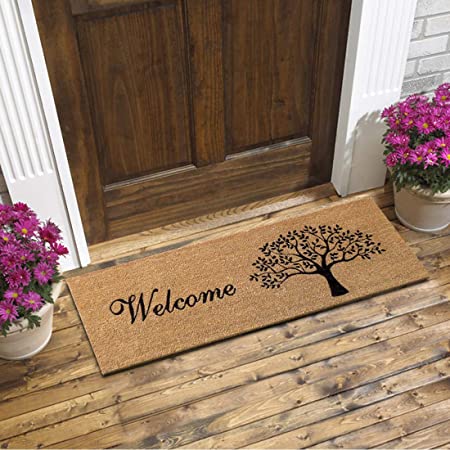 Doormats: Coir Doormat Tree Welcome, Natural, 120cm X 40cm