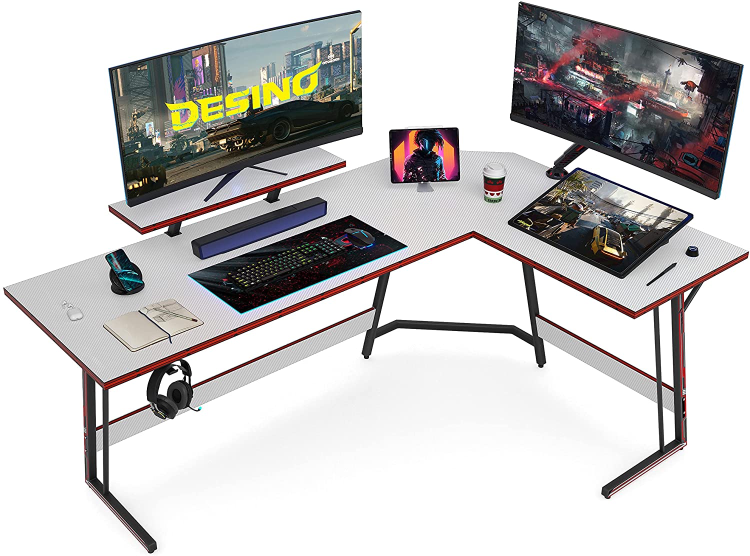 Computer Table: Corner Desk PC Writing Table Gamer Workstation for Home Office, 