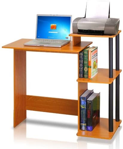 Computer Table: Notebook Computer Table with Square Side Shelves