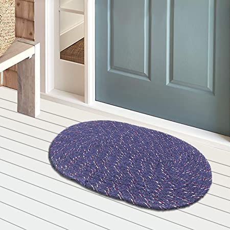 Cotton Oval Door Mat for Porch/Kitchen/Bathroom/Laundry Room