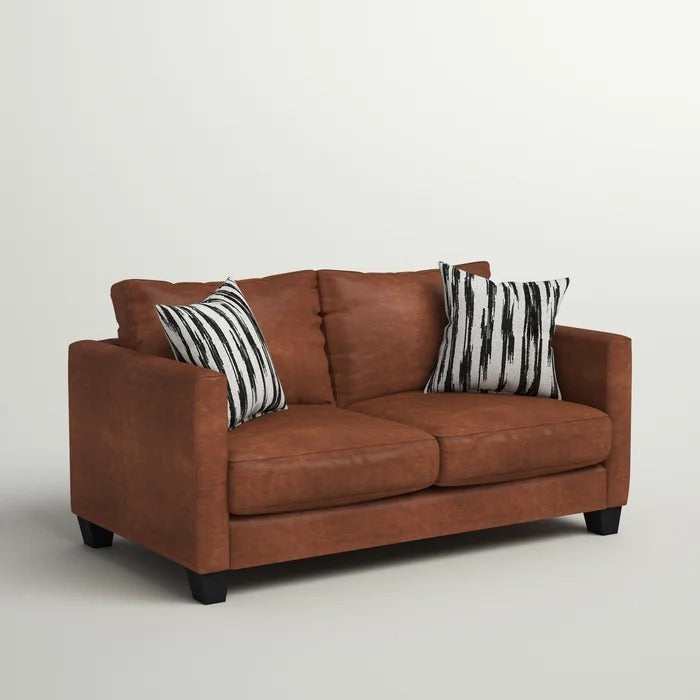 Couch: 62'' Faux Leather Square Arm Loveseat