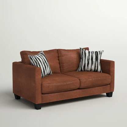 Couch: 62'' Faux Leather Square Arm Loveseat