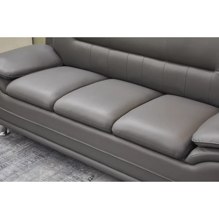 Couch: 77'' Faux Leather Round Arm Sofa