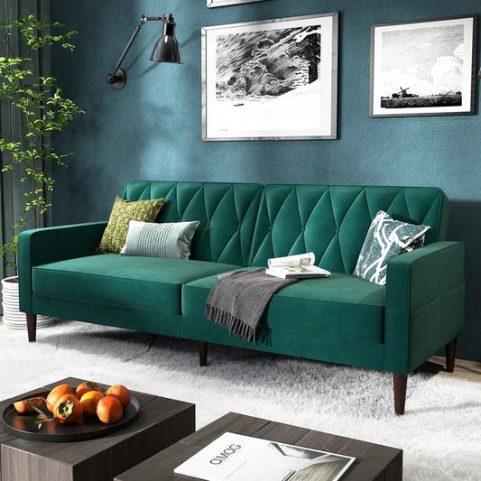 Couch: 79.4'' Velvet Square Arm Sleeper