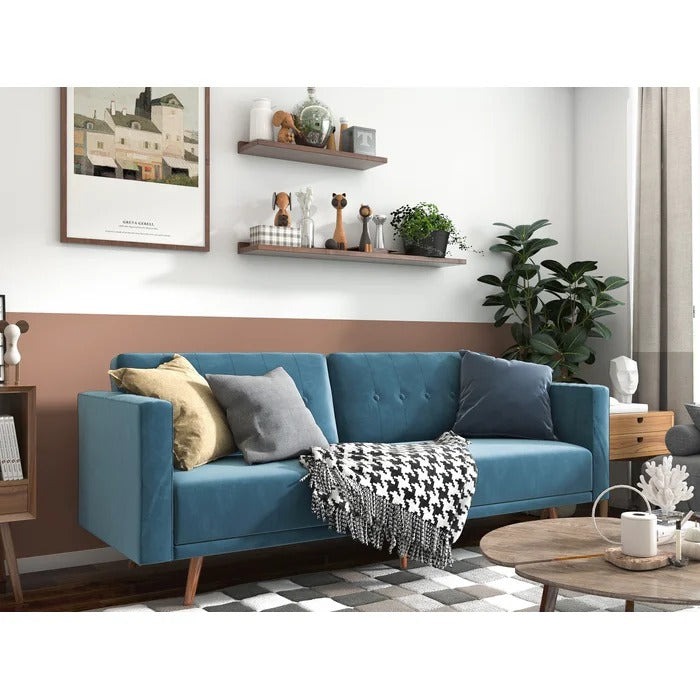 Couch: 85.43'' Velvet Square Arm Sofa