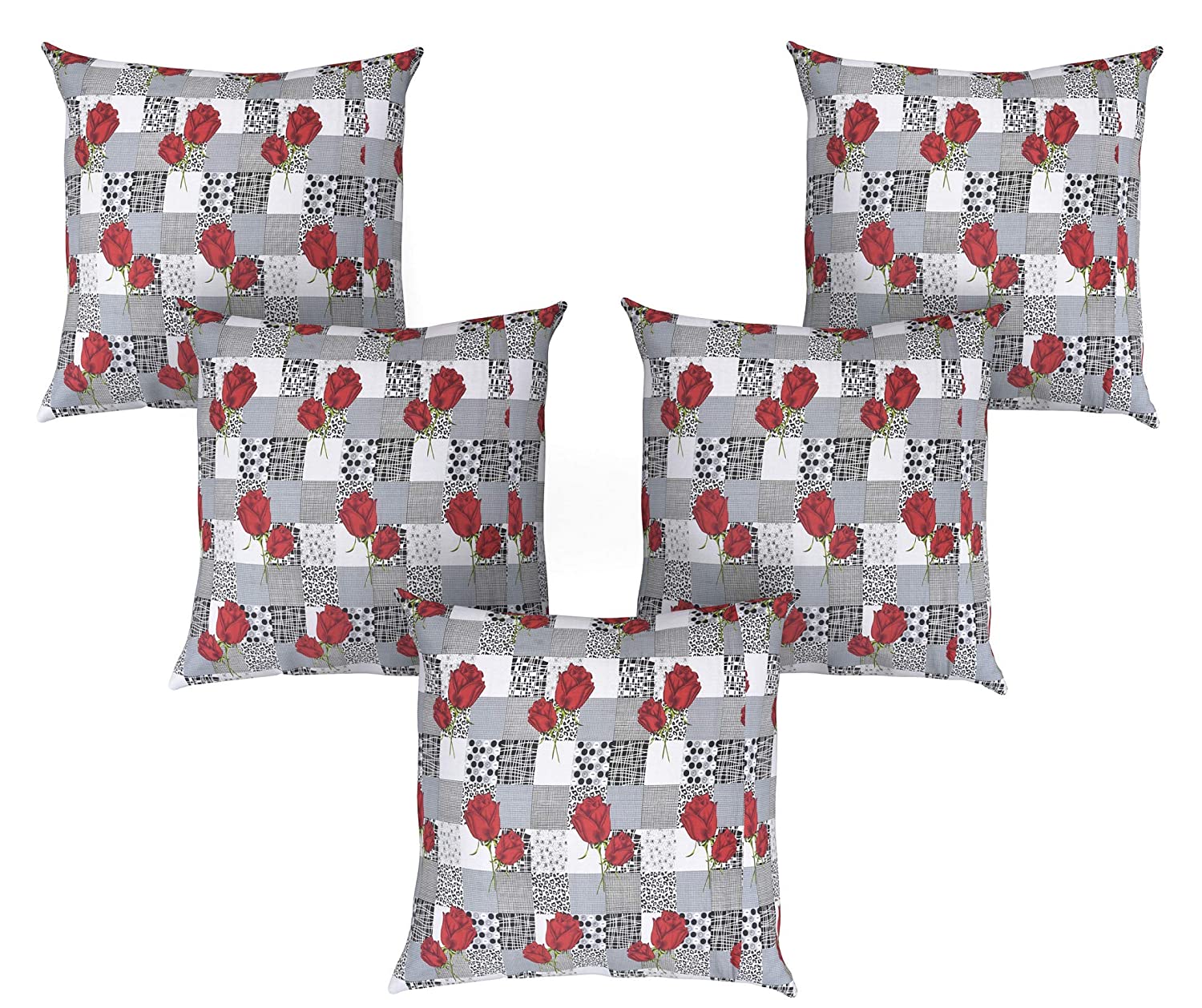 Cushion Cover: Cotton 120 TC Cushion Cover, 16 x 16 Inch, Multicolour, 5 Pieces