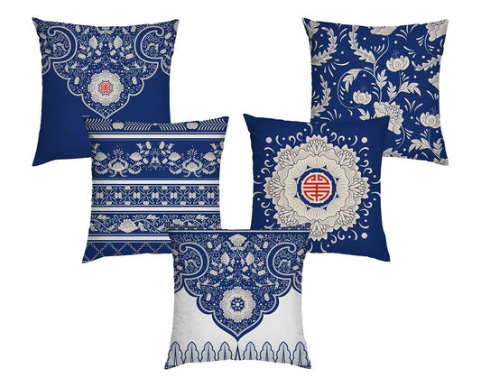 Cushion Covers: Set of 5 Cotton Turkish Designer Decorative Throw Pillow Cushion Covers