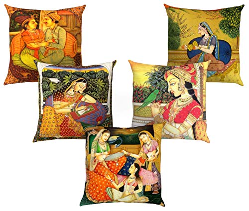 Cushion Covers: Set of 5 Jute Traditional Throw/Pillow Cushion Covers