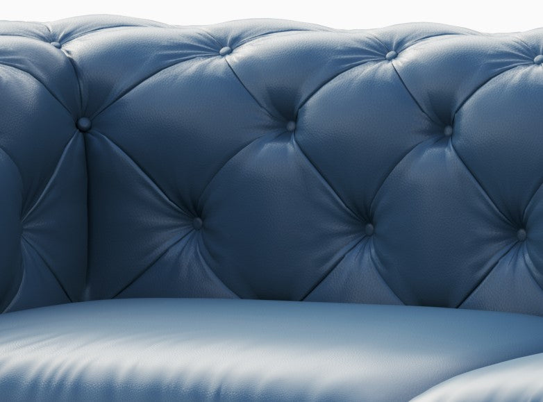 Designer Sofa Set:- Chesterfield Navy Blue Leatherette Luxury Furniture Sofa Set