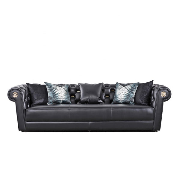 Designer Sofa Set:- Leatherette Black Lounge,Luxury Furniture Sofa Set