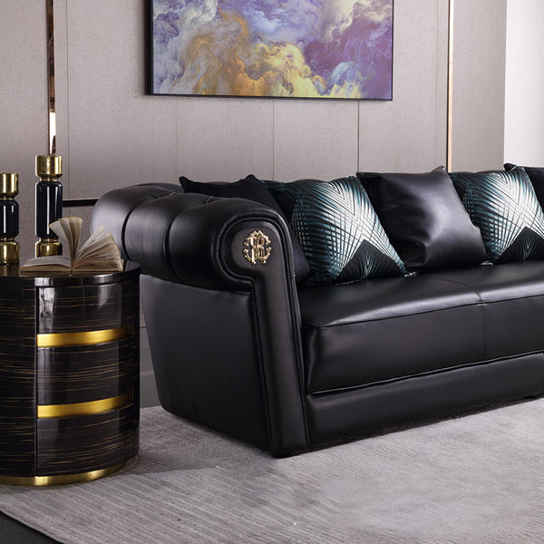 Designer Sofa Set:- Leatherette Black Lounge,Luxury Furniture Sofa Set