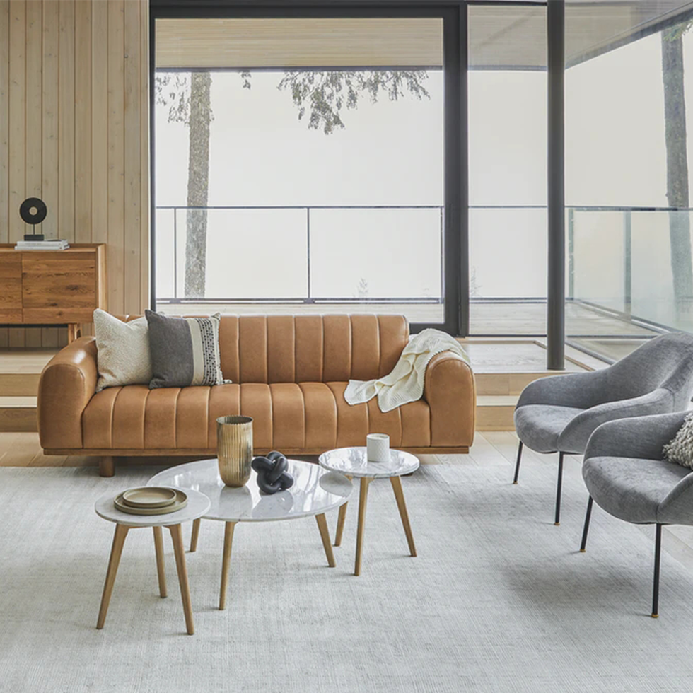 Designer Sofa Set:- Vintage American Style Leatherette Luxury Furniture Sofa Set (Tan)