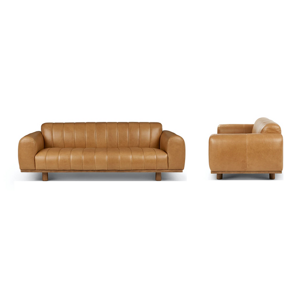 Designer Sofa Set:- Vintage American Style Leatherette Luxury Furniture Sofa Set (Tan)
