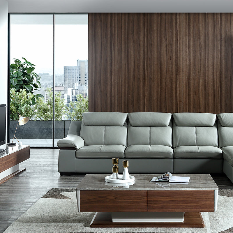 Designer Sofa Set:- European Style Modern L Shape Luxury Furniture Sofa Set (Grey)
