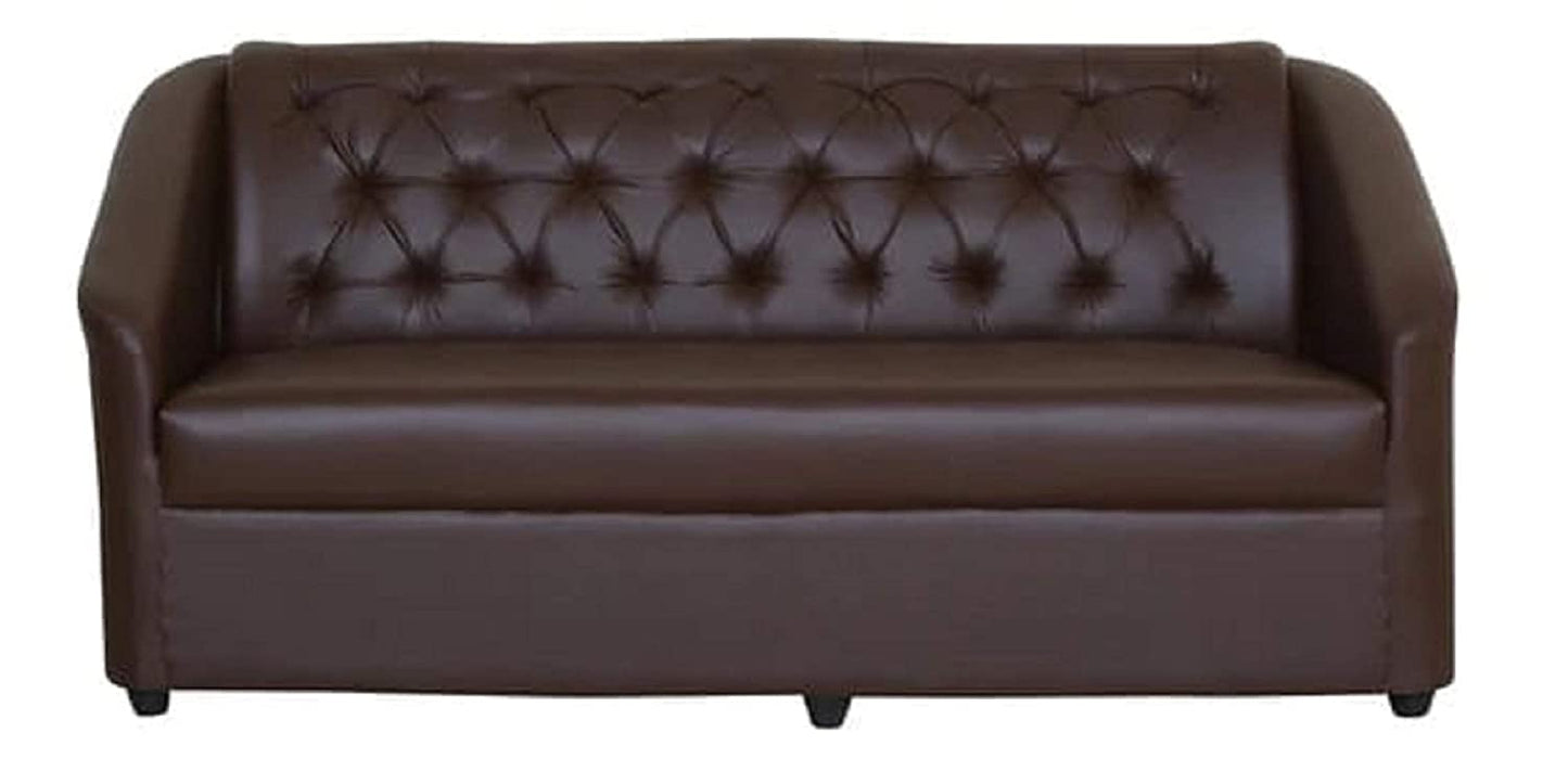 Designer Sofa Set:- Dark Brown 3 Seater Leatherette Luxury Furniture Sofa Set