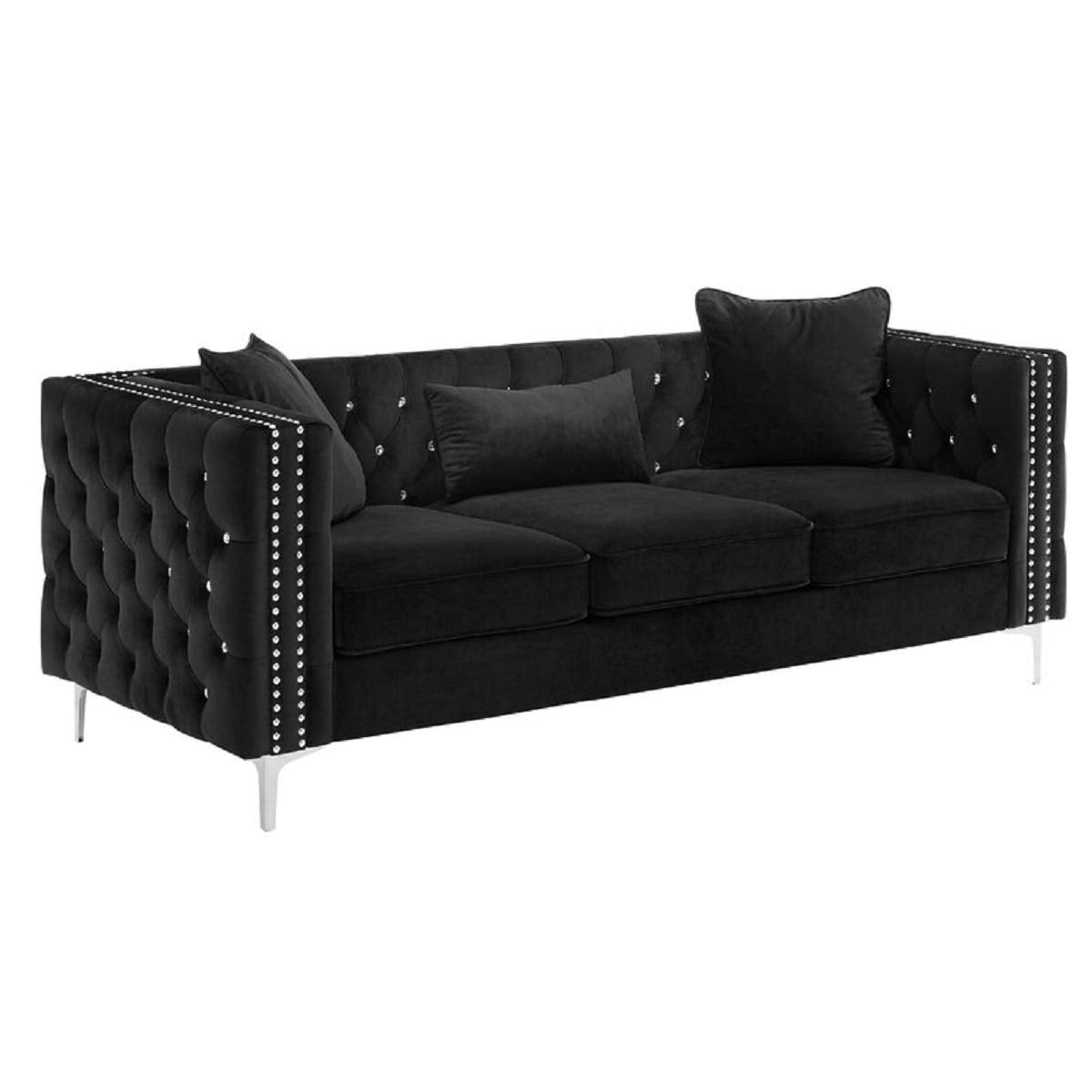 Designer Sofa Set:- 3 Seater Chesterfield Velvet Fabric Luxury Furnitu ...
