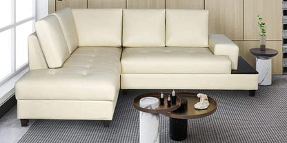 Designer Sofa Set:- L Shape 5 Seater Leatherette Luxury Furniture Sofa Set (Off White)